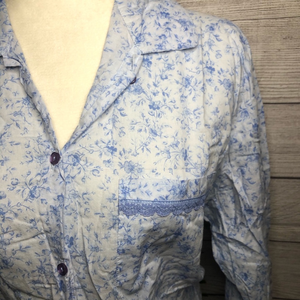 Victoria’s Secret | Blue Floral Pajama Top - Picture 2 of 3